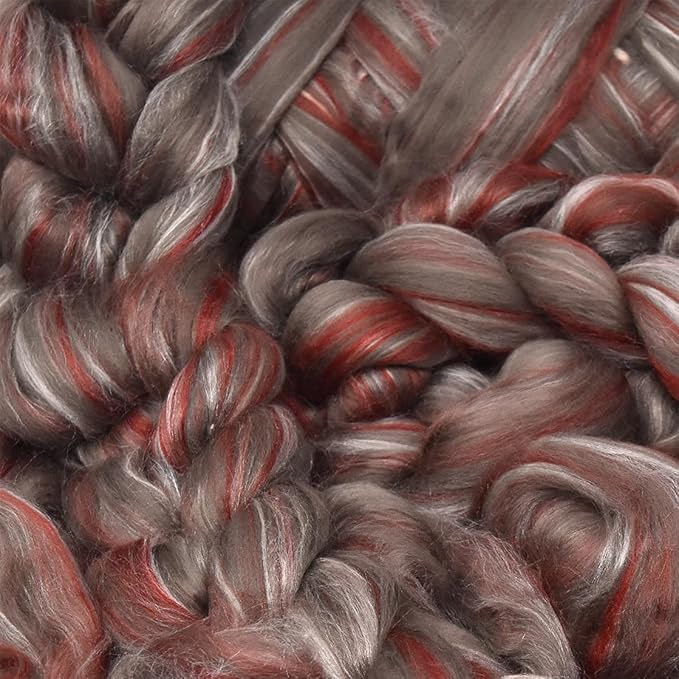 Merino Silk Luxe Tonal Designer Blend. Superfine Merino, Mulberry, Tussah Silk. Top Roving for Spinning or Felting. Sienna Sunset 4oz