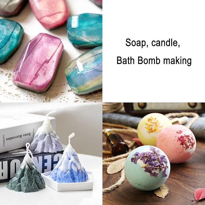 Mica Powder, 60 Color Resin Pigment, Natural Cosmetic Grade Shimmer Mica Powder for Epoxy Resin/Bath Bombs/Candle/Quicksand/Soap/Lip Gloss/Slime. Candle Dye,Soap Making Dye