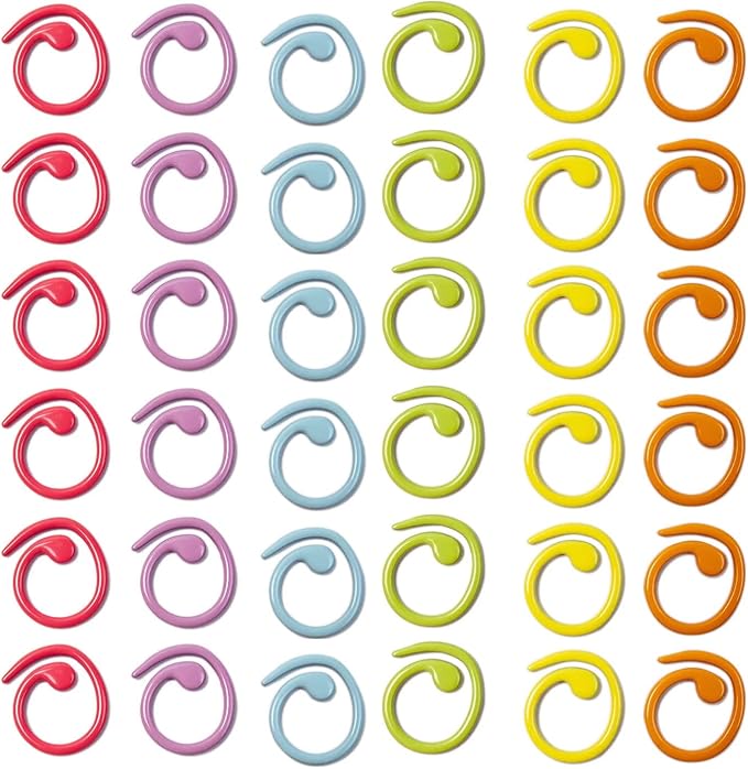 Hilsayum 30PCS Metal Stitch Markers Helical-Shaped Crochet Markers Ring Multicolor Crochet Locking Markers for Knitting and Crocheting (Multicolor)