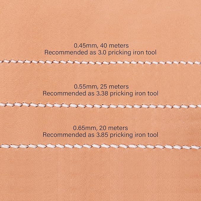 WUTA Leather Waxed Thread Round Polyester Sewing Threads with 12 Pcs Needles and Storage Bag Leather Craft Hand Stitching Line DIY Bracelet Thread Repair Work Cord (0.55mm