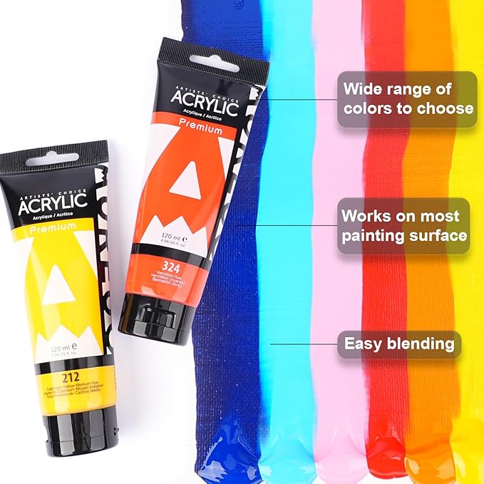 AUREUO Permanent Rose Acrylic Paint, 4 Fl Oz / 120ml Single Tube, Rich Pigment Art Craft Paints for Canvas, Rocks, Wood, Ceramic, Fabric - Art Supplies for Beginners, Professionals, Artists