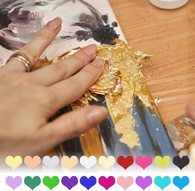 PATIKIL Gold Leaf Sheets for Art 3.7" x 3.4", 100 Pcs Gold Foil Sheet Metallic Leaf Papers for DIY Crafts Resin Furniture Nails Paintings Home Decoration, Rose