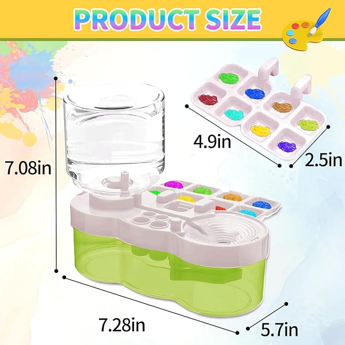 2025 Upgraded Paint Brush Cleaner Tool – All-in-One Paint Brush Washer, Rinse Cup, Holder, and Palette for Artists Beginners | Ideal Art Supplies for Watercolor & Acrylic Painting(Green)