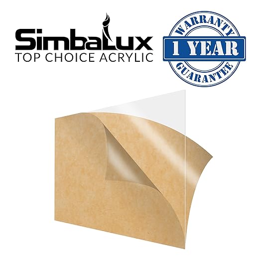 SimbaLux Acrylic Sheet Clear Plexiglass 8” x 10” 0.04” Thick (1mm) Pack of 5 Transparent Plastic Plexi Glass Board with Protective Paper for Photo Frame Replacement, DIY Display Projects, Craft