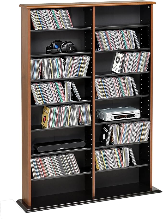 Prepac 2 Column Display Cabinet Media Storage, 38.75" Wide, Cherry