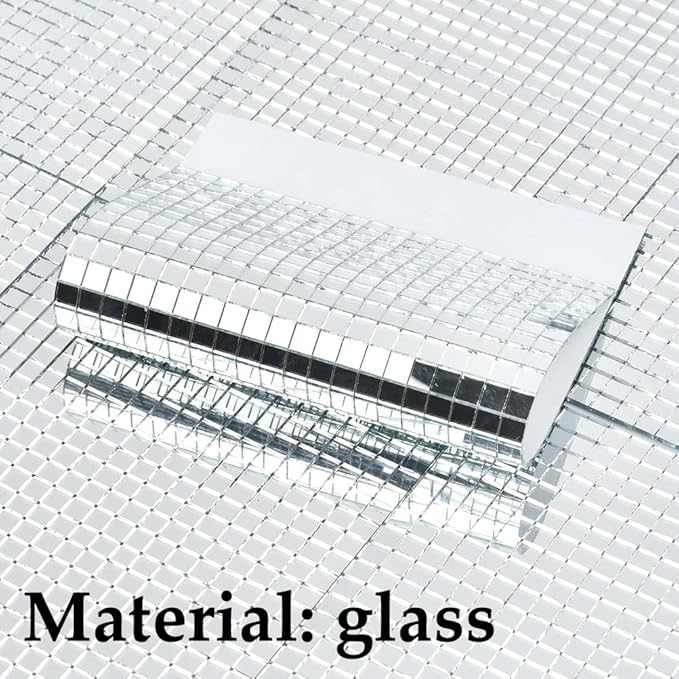 OTYMIOW 12000Pieces Self-Adhesive Mirror Tiles Disco Ball Mirror Tile Square Glass Mosaic Stickers Mini Tile for Craft DIY Glass Tiles Decorations Making (5 x 5 mm Silver)