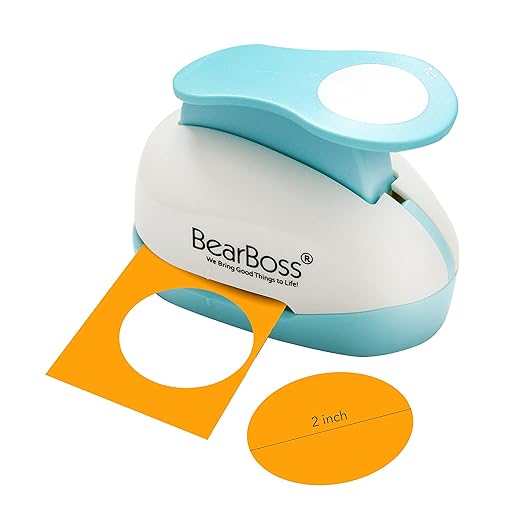 BearBoss 2 Inch Circle Punch, Hole Punch Shapes, Paper Punch Set for Scrapbooking Festival Paper Greeting Card DIY Albums Photos (Classic White)