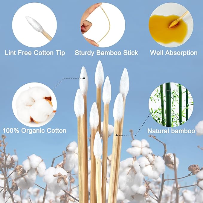 Eyxformula 200/400 Pcs Gun Cleaning Swabs with Double Pointed Tips, 6 Inch Sturdy Bamboo Sticks, Lint Free Long Cotton Swabs for Firearm Maintenance, Precision Cleaning Pistol, Rifle, Handgun, Shotgun