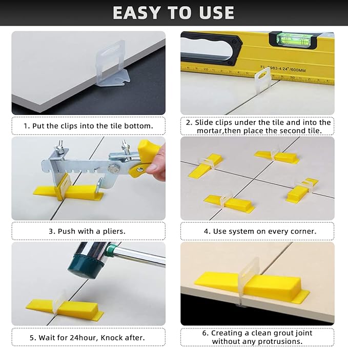 1/16” Tile Leveling System Spacers 2000 PCS Tile Leveling Clips Kit Prevent Tile lippage Leveler Spacers for DIY Professional Ceramic Tile and Stone Installation (1/16 IN, 2000)