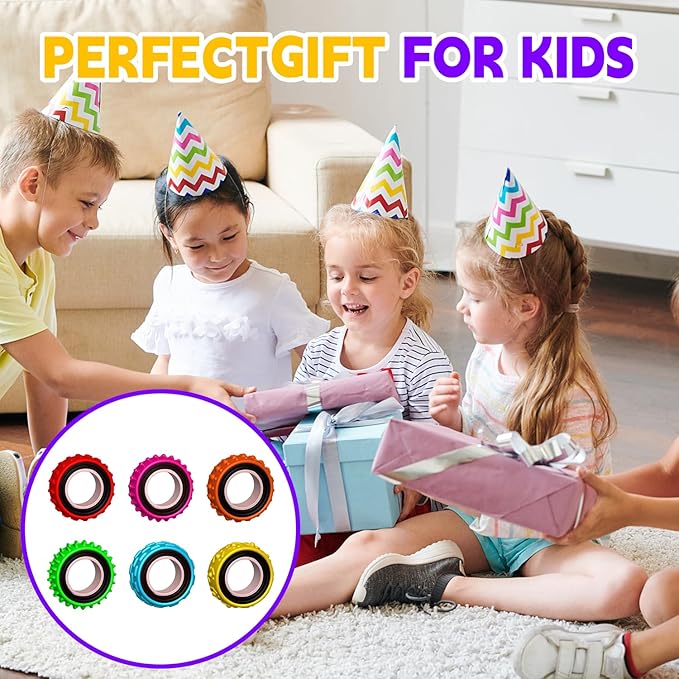 Fidget Toys Sensory Ring for Kids, Finger Spinner Rings Quiet Finger Spinne Fun Fidgets for Student Classroom Prize Stocking Stuffers (24PCS)