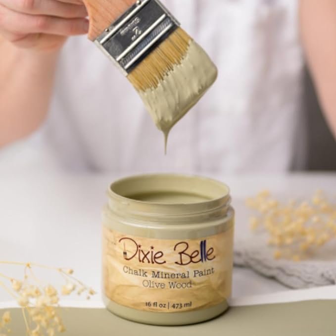 Dixie Belle Paint Company Chalk Finish Furniture Paint – Olive Wood (16oz) – Matte Chic Chalk Mineral DIY Furniture Paint
