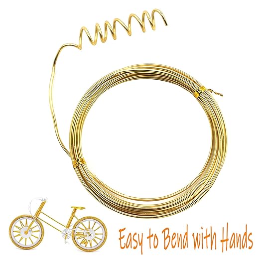 Cinvo 3 Rolls Craft Wire Jewelry Beading Wire Flexible Aluminum Wire Tarnish Resistant for DIY Jewelry Craft Making (12 Gauge/2mm Thick, Silver, Gold and Rose Gold)