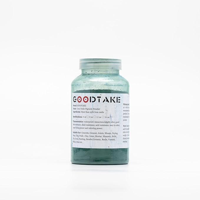 GOODTAKE Iron Oxide Powder, Green Concrete Color Pigment, Grout Colorant, Color Dye for Cement, Concrete, Clay, Pastel, Mortar, Grout, Mix DIY, Epoxy Resin (Green, 2 Pounds)