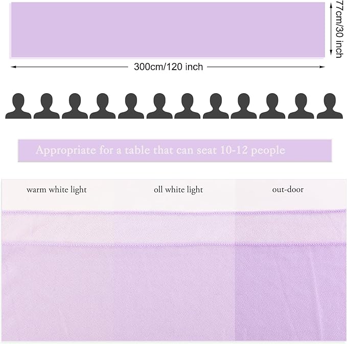 2 Packs Lavender Chiffon Table Runner 30 x 120 Inches Romantic Sheer Fabric for Wedding Decorations, 10ft Baby Shower and Birthday Party Cake Table Decorations