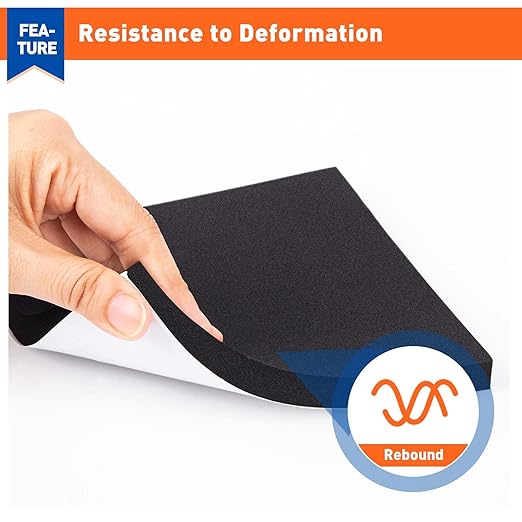 MAGZO 8Pcs Adhesive Foam Padding 1/2 in Thick X 4 in X 4 in,Closed Cell Foam Sheets Neoprene Rubber Self Stick Pads Anti Vibration Pads,Black (4in x 4in x 1/2in, 8Pcs)