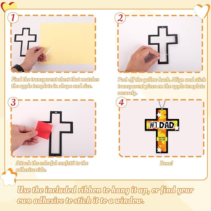 36PCS Fathers Day Crafts Bulk: Father's Religious Paper Suncatchers, Christian Sunday School Classroom Activity DIY Kits Gifts Decorations, Window Stained Glass Effect Art Supplies