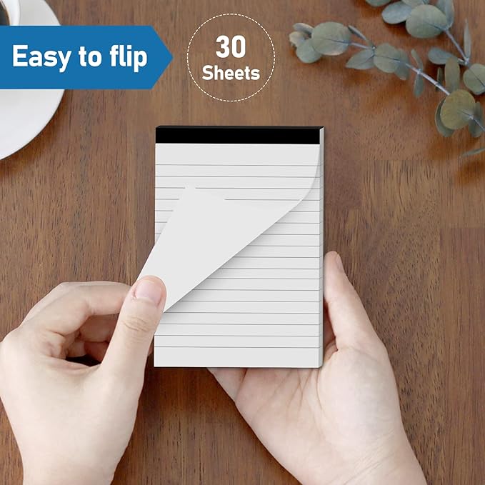 6 Pcs Perforated Note Pads College Ruled - 4" x 6" Inch Writing Notepad for Daily Planning - Perforated Small Notepads with 31 Sheets per Pad - Ruled Papers