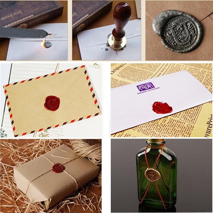 Yoption Sealing Wax Sticks with Wicks Antique Fire Manuscript Sealing Wax for Wax Seal Stamp (Blue)