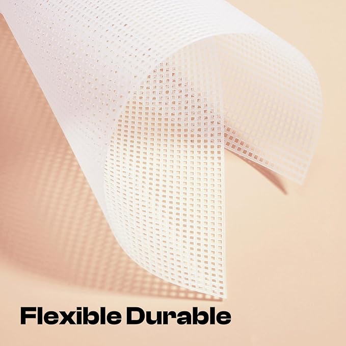 Caydo 7 Count Plastic Mesh Canvas Sheets Eye Mesh for Embroidery, Acrylic Yarn Crafting, Knit Crochet Projects and Make Dividers 10.5 x 13.5 Inch 4 Pieces