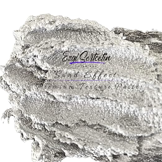 Premium Sand Effect Texture Paste | 6oz by Volume | Unique Metallic Colors | Excellent Sand Texture Effect | by Ezgi Sertcetin (Metallic Platinum Silver)