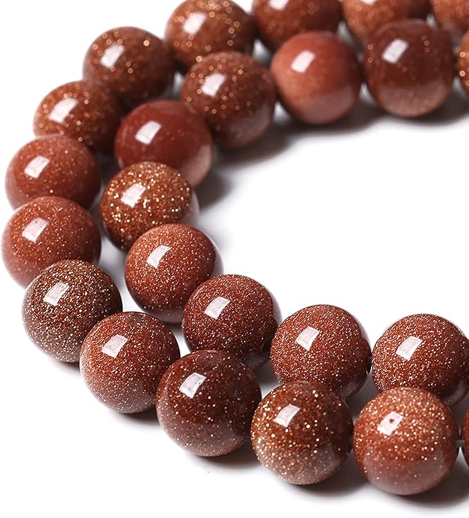 61pcs 6mm Natural Gold Sandstone Beads Gemstone Round Loose Beads for Jewelry Making DIY Bracelet Necklace 15“