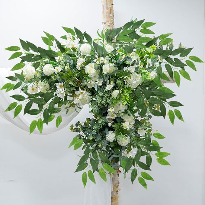 Artificial Italian Ruscus Greenery Stems, 30Pack Faux Green Leaf Garland Branches Hanging Greenery Spray for Wedding Bouquet Arch Table Centerpiece Home Decor (8 Laterals Stems-30Pack)
