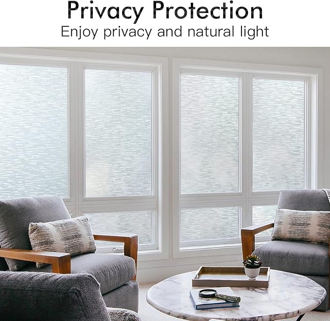 Haton Window Privacy Film, Frosted Glass Static Cling Sun Heat Blocking Window Clings, Frosting Opaque Coverings, Vinyl Removable Stickers Tint for Home Door Office, Non Adhesive 23.6" x 118.1"