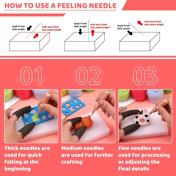 Yizzvb Needle Felting Kit, Wool Roving 24 Colors Set, Needle Wool Felting Tools Kit for Beginners, Needle Felting Starter Kits with Felting Needles for Felted Animal Needle Felting Supplies