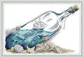 Maydiyer Cross Stitch Kits Stamped Full Range of Embroidery Starter Kits for Beginners DIY 11CT Embroidery Kit for Girls-Sea in a Bottle 16.5×11.8 inch