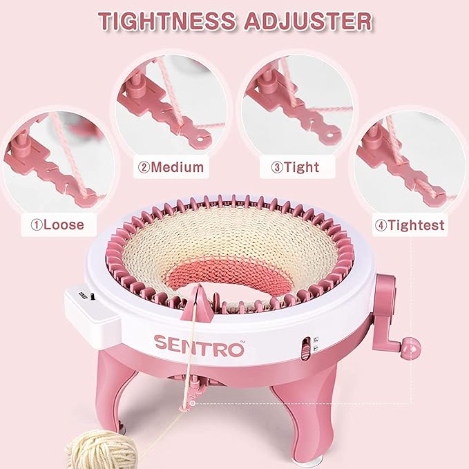 SENTRO Knitting Machine 48 Needles, Smart Knitting Crochet Machine, Double Crocheting Machine Kit,Circle Knit Loom Machine with Row Counter and Hand Crank