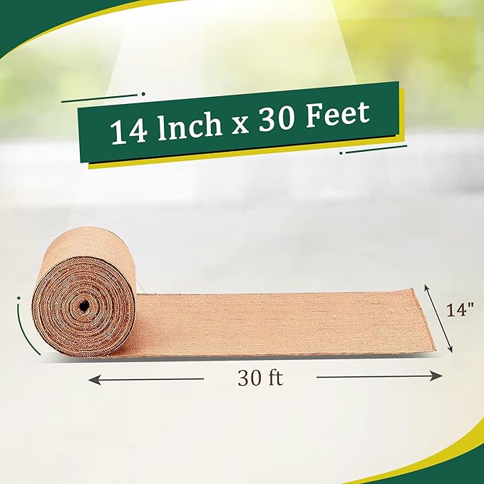 Burlap Table Runners 14 Inches x 30 FT - No-Fray Finished Edge Premium Natural Table Runner Burlap Roll – No Odor, Eco-Friendly Tablecloth Roll for Rustic Table Decor and Other DIY Crafts