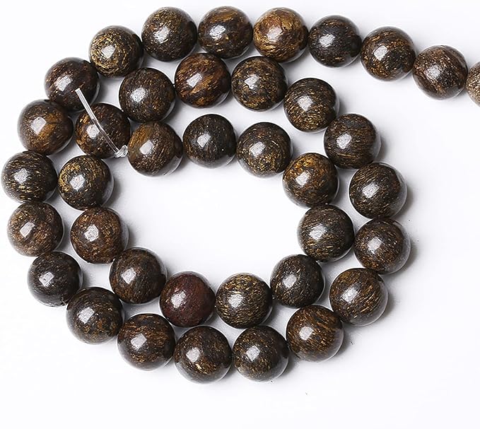 32pcs 12mm Natural Stone Beads Brown Bronzite Gemstone Round Loose Beads for Jewelry Making DIY Bracelet Necklace