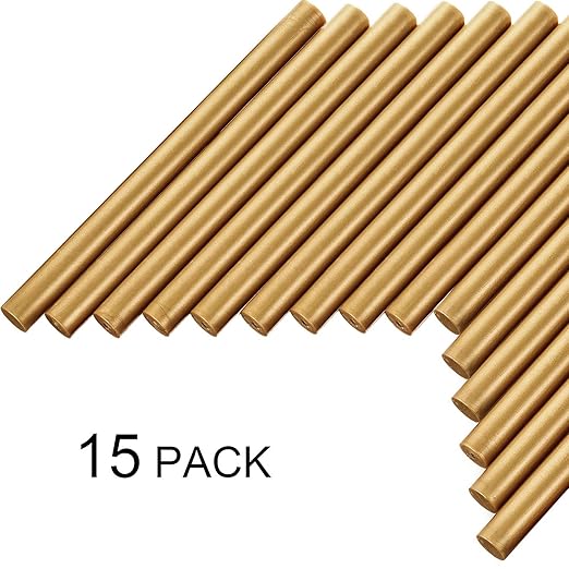 Nuanchu 15 Pcs Glue Gun Sealing Wax Sticks Retro Vintage Wax Sticks for Seal Stamp and Letter for Wedding Invitations Card Envelope Christmas Holiday Gift Ideas(Bronze)