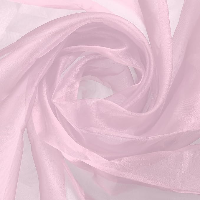 MECCANIXITY Iridescent Sheer Organza Fabric, 2 Yards x 59 Inches Solid Holographic Shiny Fabric Organza Cloth for Wedding, Curtains, Costume, Photo Background, Lotus Pink