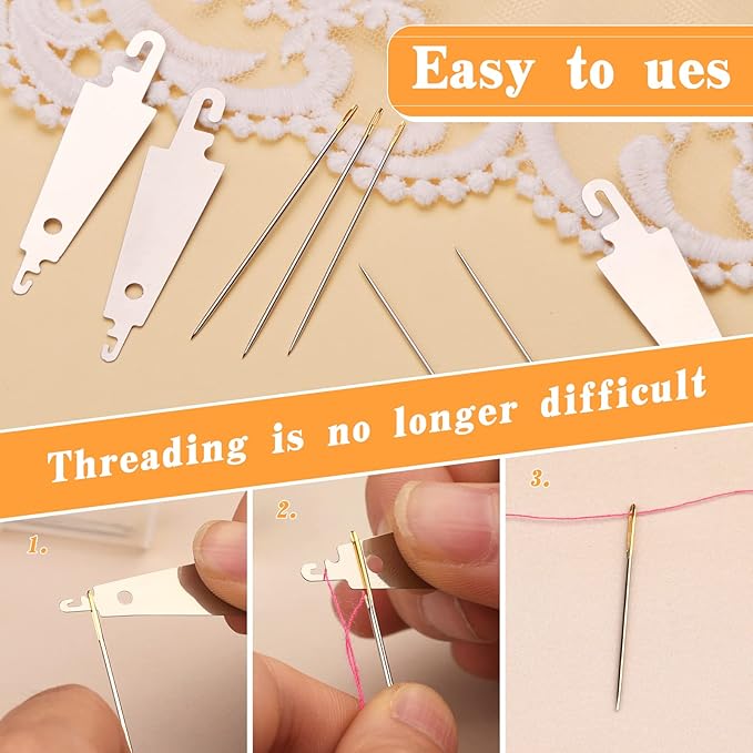 Fedmut 42 Pieces Needle Threaders Kit,Drawstring Threader Set,Threader Hand Machine Sewing for Sewing Crafting,Quilting, DIY Art,Universal Sewing Threaders Tool for Embroidery Needlework
