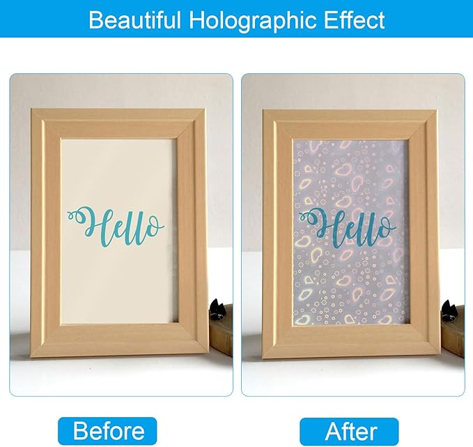 PATIKIL 11.7x8.3" Holographic Sticker Paper, 10Sheets A4 Polypropylene Self-adhesive Transparent Waterproof Laminate Overlay Film for Photo Cards Scrapbook Decorations, Butterfly