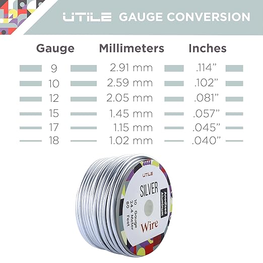 UTILE Armature Aluminum Wire 80 ft 10 Gauge 3.2 mm Anodized Craft Bendable Wire – Sculpting Metal Silver for Bonsai Trees, Clay, Crafts, Plants, Gardening, Beading and Jewelry Making (Silver)