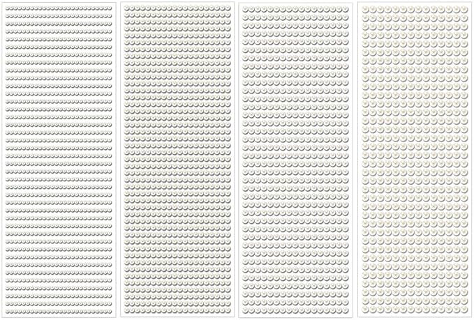 1799pcs Self Adhesive Face Pearl Gems Stickers, Hair Gems Rhinestones Stickers, Bling Jewels for Makeup, Crafts, Home Decor Scrapbooking Embellishments, 4 Sizes 3mm/4mm/5mm/6mm(Beige Pearl)