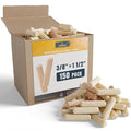ALBO Wooden Dowel Pins 3/8 x 1 1/2 inch Fluted Wood Dowels Rods 150 Pack Hardwood Crafts Dowel Pegs