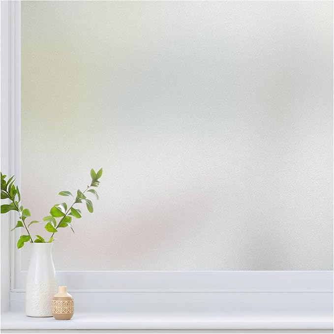 Haton Window Privacy Film Frosted Glass for Bathroom, Static Cling UV Sun Blocking Window Clings, Opaque Decorative Coverings Removable Sticker Heat Control Tint for Home Door, Pure 23.6" x 157.4"
