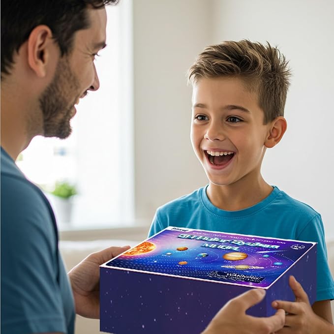 Pllieay Solar System Model Kit, 3D Solar System Kit with Display Board, 17 Foam Balls, 12 Color Pigments, Brushes, Palette, DIY Planets Model Toy for Kids School Science Projects