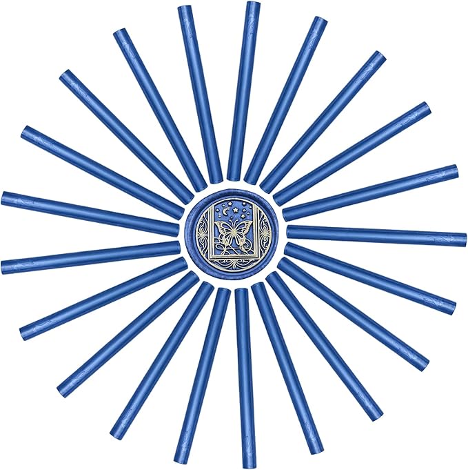 SWANGSA 20 Pieces Glue Gun Sealing Wax Sticks Navy Blue for Wax Seal Stamp, Great for Wedding Invitations, Cards, Envelopes, Wine Packages, Gift Wrapping (Navy Blue)