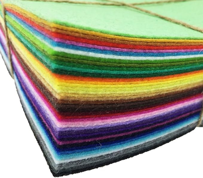42pcs Felt Fabric Sheet Assorted Color Felt Pack DIY Craft Squares Nonwoven (25 * 25cm)