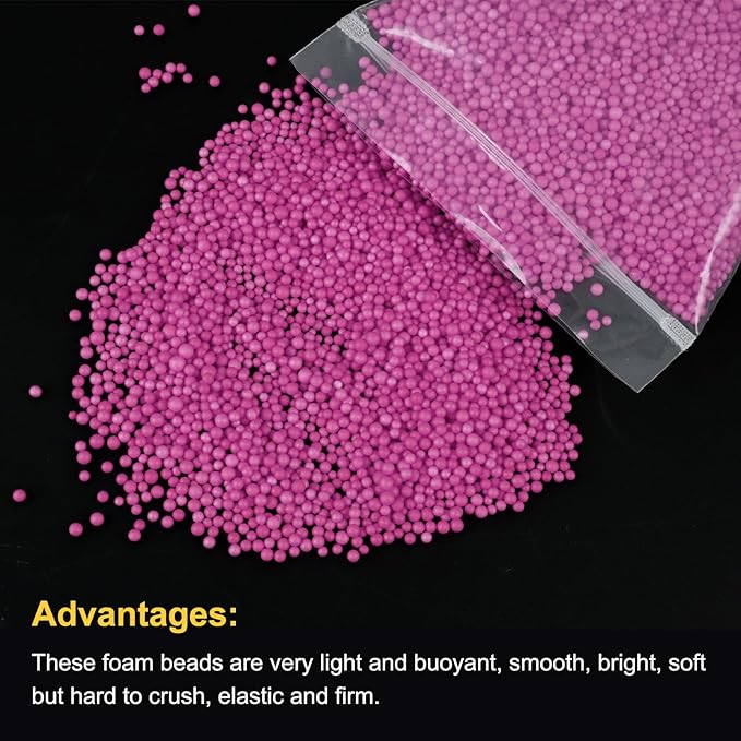 MECCANIXITY Foam Beads Foam Balls 2-3mm for Wedding and Party Decorations, Tiny Packing Balls, Arts DIY Crafts Supplies (Rose Red,1 Pack Approx 8000pcs)