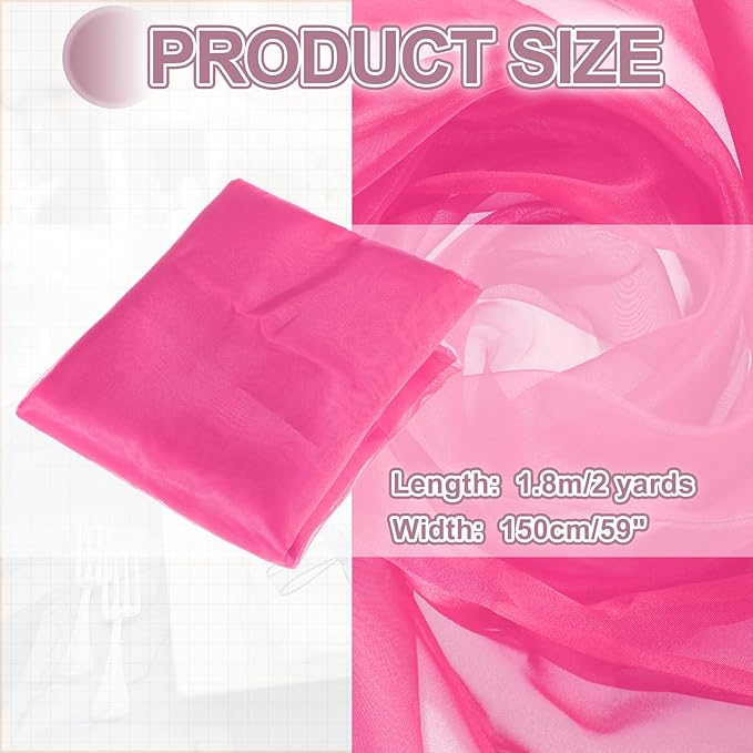 MECCANIXITY Iridescent Sheer Organza Fabric, 2 Yards x 59 Inches Solid Holographic Shiny Fabric Organza Cloth for Wedding, Curtains, Costume, Photo Background, Rose Red