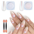 Artdone 2 Jars Chrome Nail Powder White and Red Pearl, Iridescent Aurora Powder Metallic Mirror Effect Pigment Pearlescent Mermaid Pearl Dust Kit, Decoration Acrylic Resin Craft