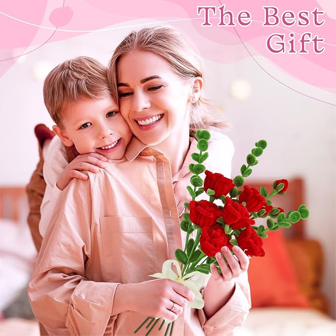 FACIACC 600PCS Pipe Cleaners Craft, 6 Assorted Colors Chenille Stems for DIY Bouquet Christmas Gift Party Decor (Red)