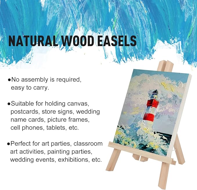 Kinlink 11.8 Inch Tall Wood Easels for Display Set of 8, Display Easel Tabletop, Painting Easel Stand for Artist Students…