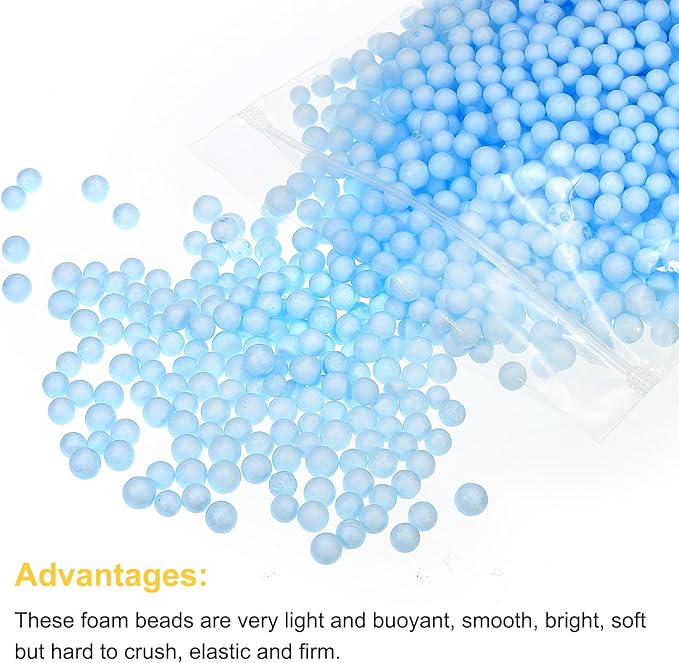 MECCANIXITY Foam Beads Foam Balls 7-9mm for Wedding and Party Decorations, Tiny Packing Balls, Arts DIY Crafts Supplies (Blue,1 Pack Approx 3000pcs)