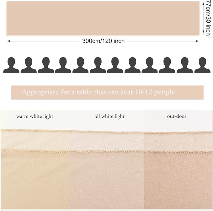 Champagne Chiffon Table Runner 30 x 120 Inches Sheer Table Runner 10ft Romantic Chiffon Table Runner for Wedding Decor Birthday Party Bridal Baby Shower Decoration